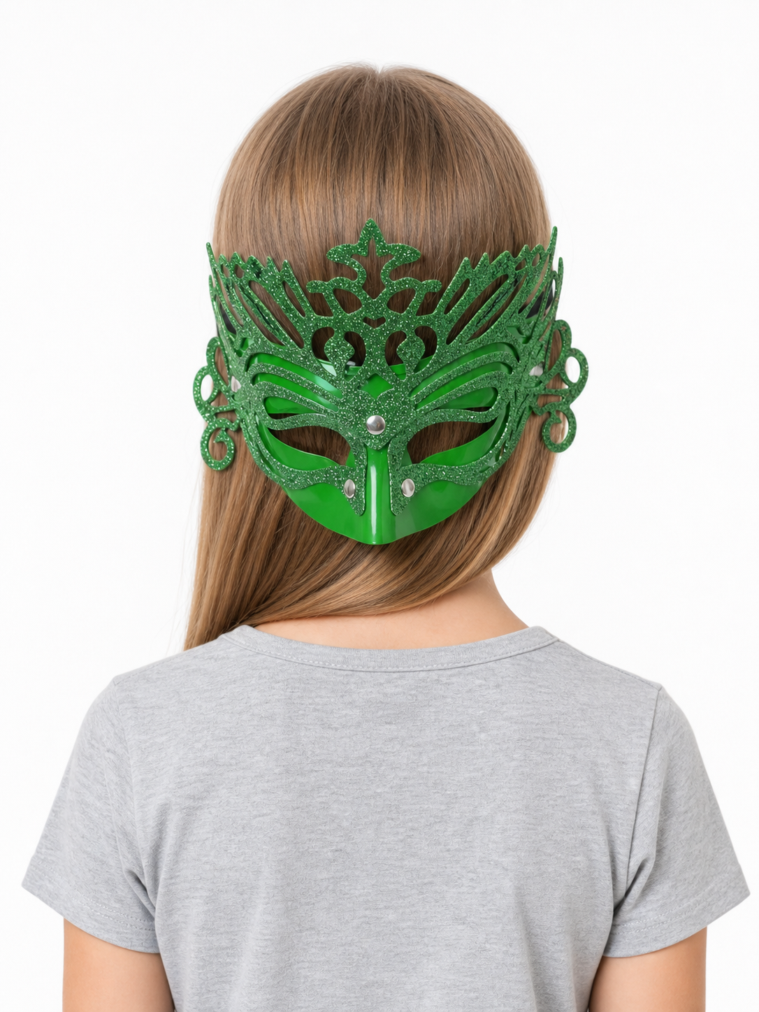 Green Glitter Carnival Headdress Mask