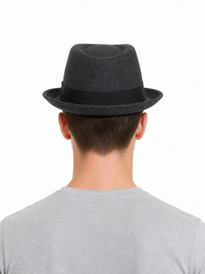 Costume fedora hat with black ribbon