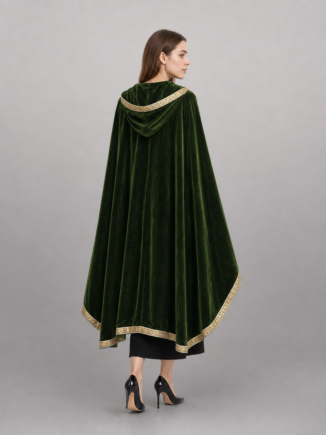 Green Medieval Hooded Costume Cloak