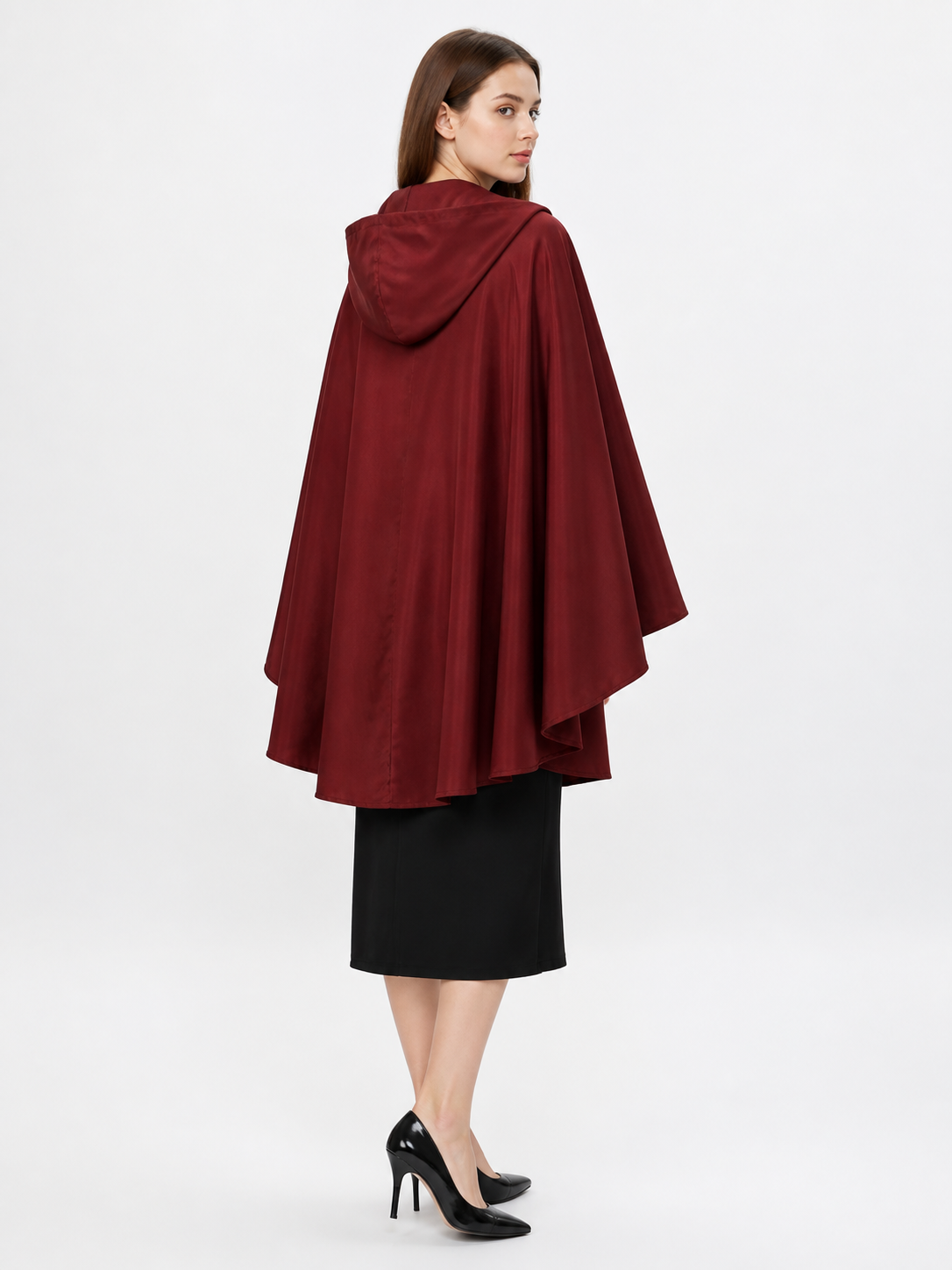 Burgundy Hooded Costume Cloak for Cosplay
