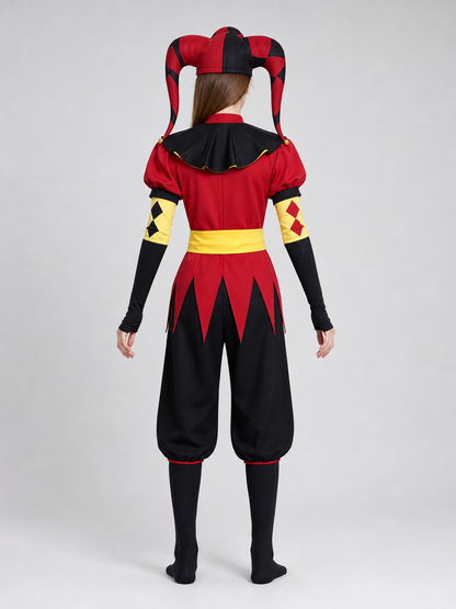 Pierrot Jester Cosplay Costume with Mask and Accessories