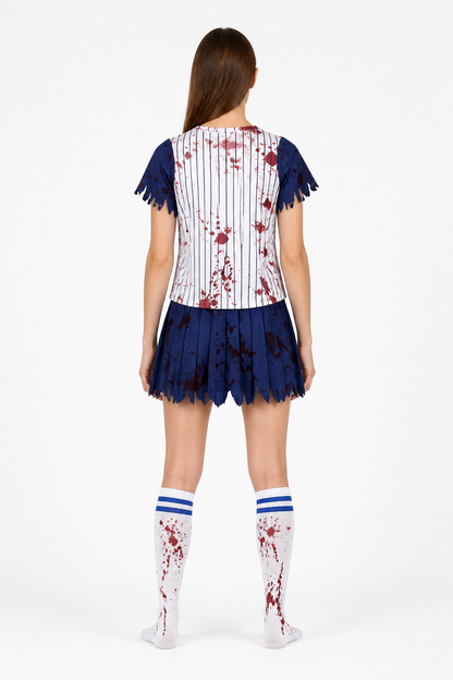 Zombie Costume for the Stage: T-Shirt and Ripped Shorts back view