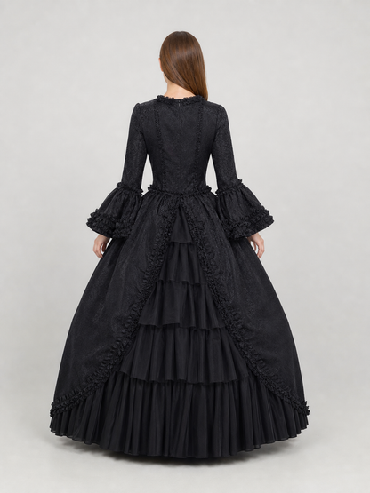 Gothic Victorian Dress with Sleeves and Ruffles