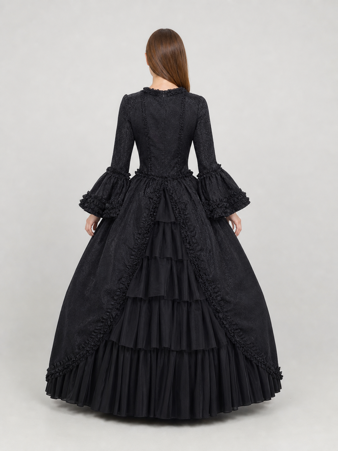 Gothic Victorian Dress with Sleeves and Ruffles