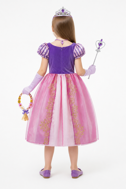 Princess Costume with Full Skirt and Crown back view