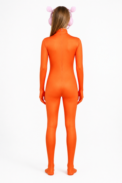 Orange Sprunki Jumpsuit Costume with Print back view