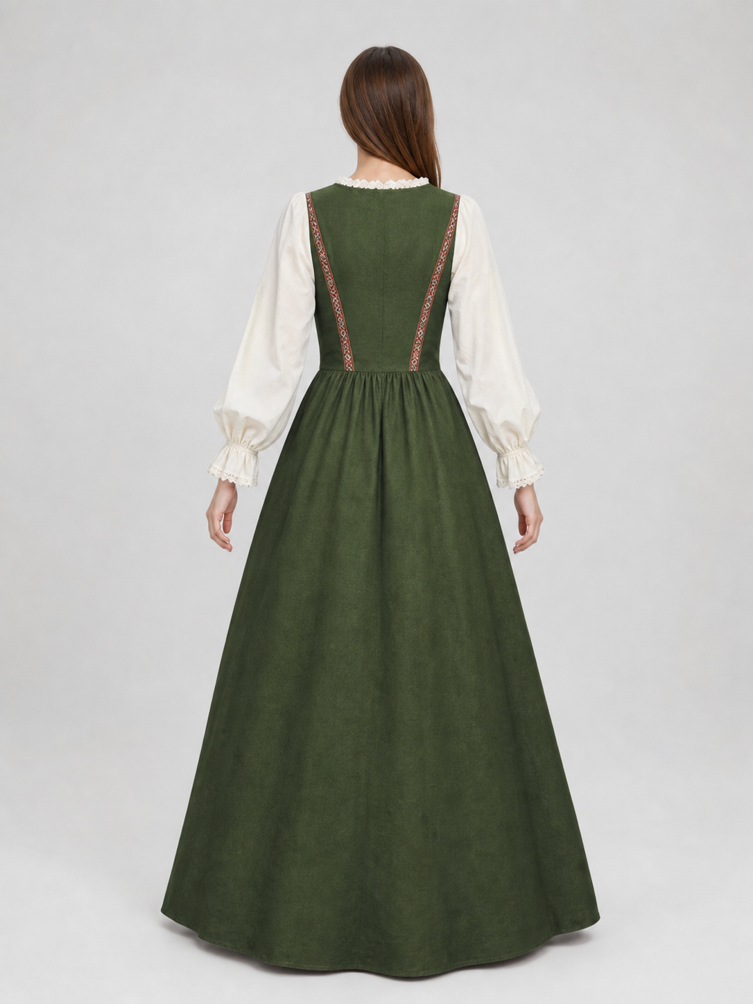 Renaissance-Style Dress with a Square Neckline