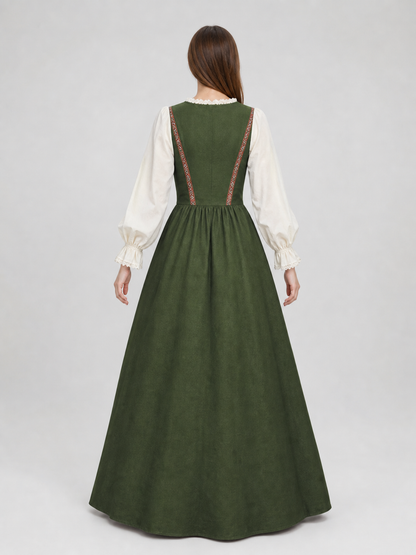Renaissance-Style Dress with a Square Neckline