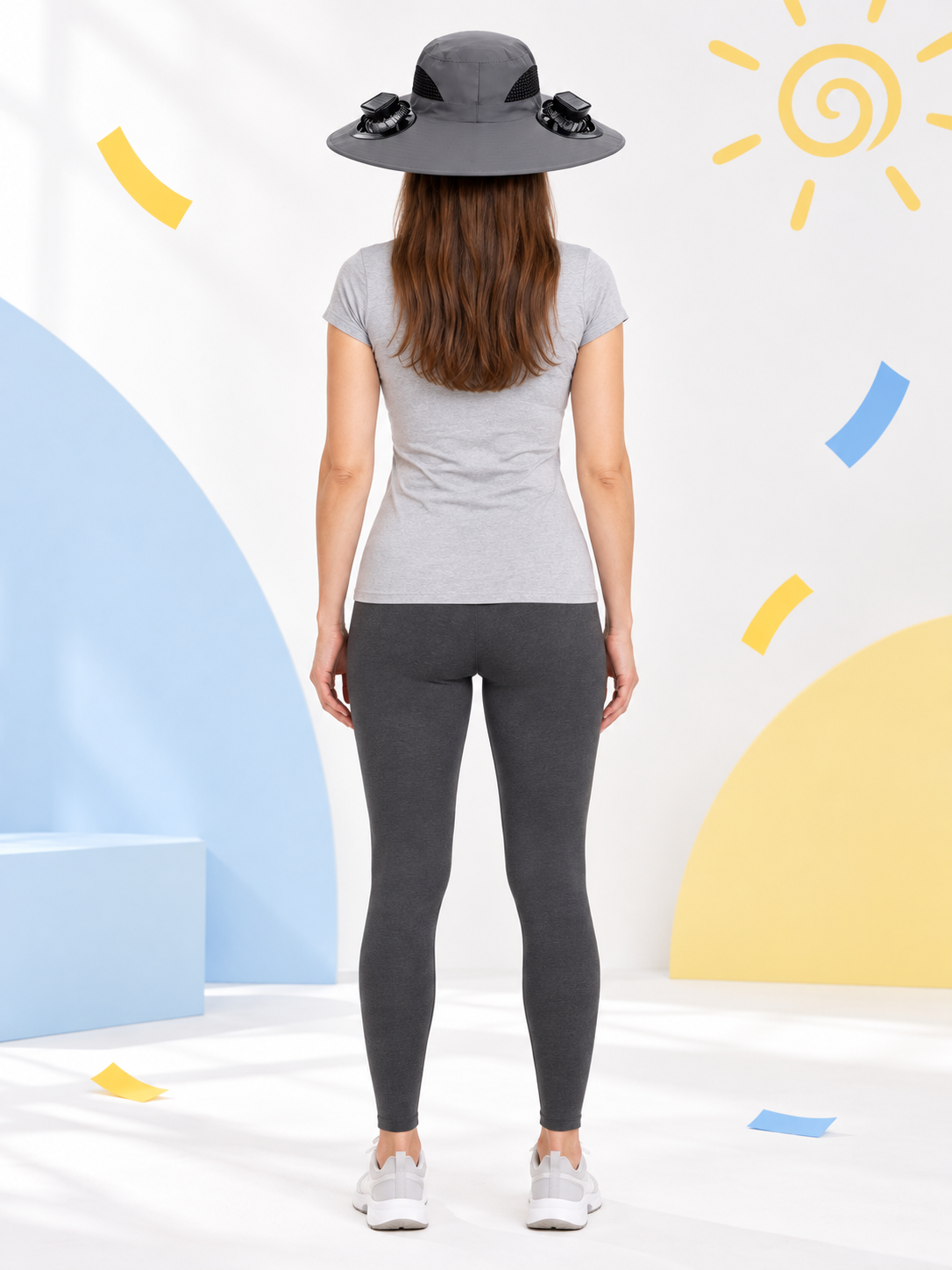 Dark Gray Hat with Fan and Solar Panel