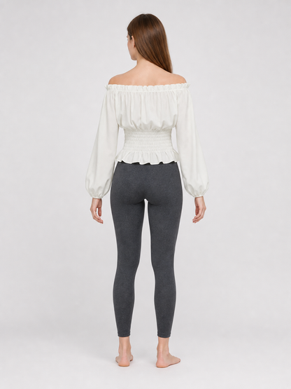 White Blouse with Full Sleeves and Ruffles
