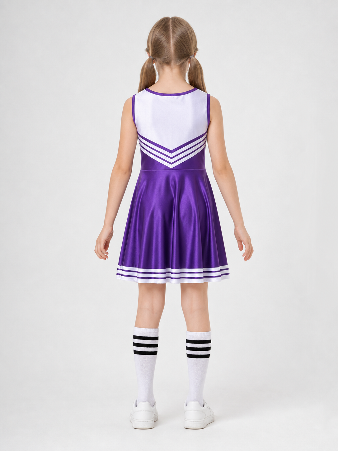 Cheerleading Costume with Pom-Poms and Knee-High Socks