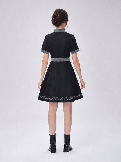 Western-Style Cosplay Dress with Belt and Bow back view