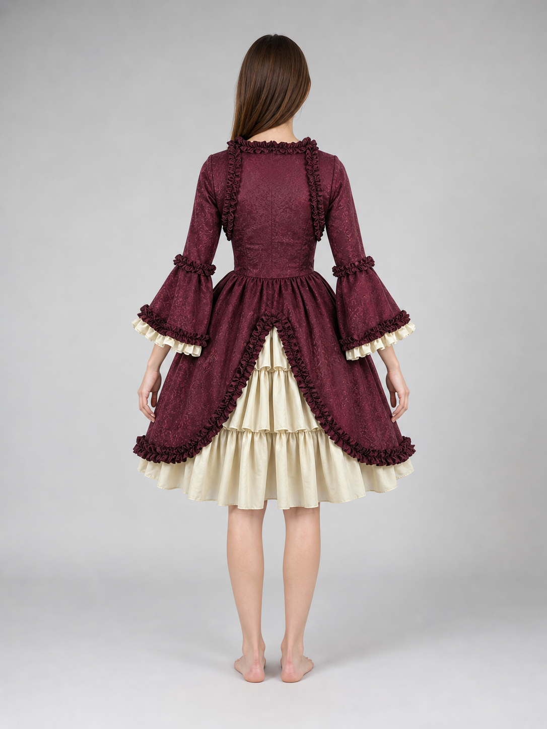 Victorian Gothic Dress with Bow and Ruffles
