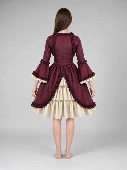 Victorian Gothic Dress with Bow and Ruffles