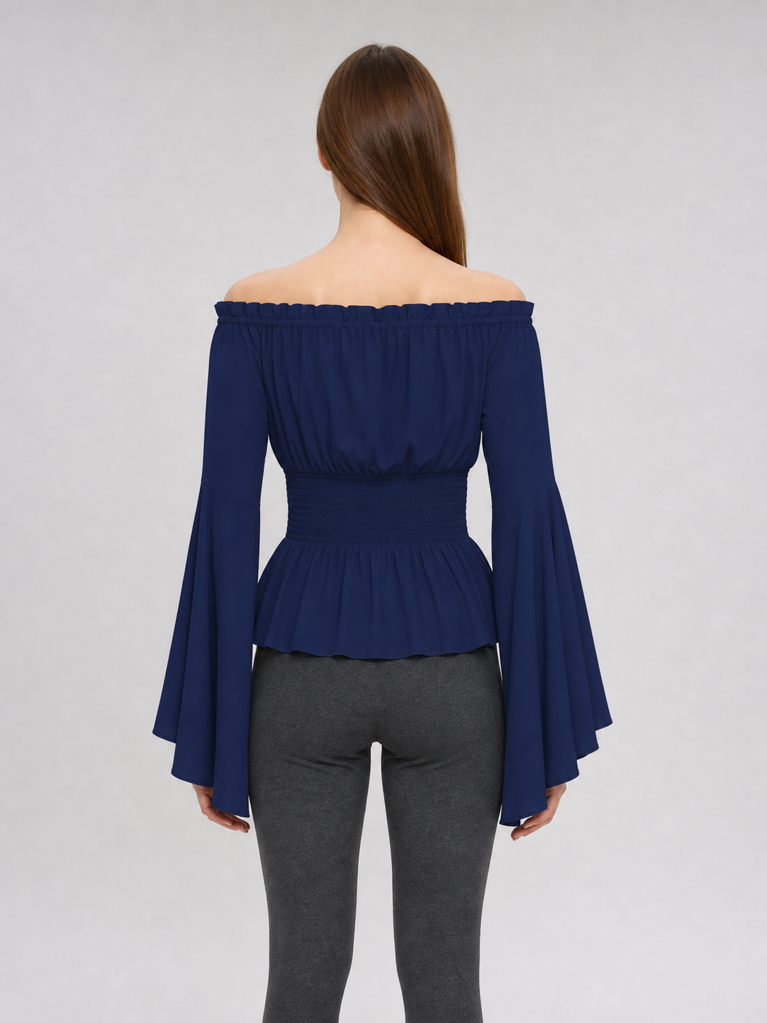 Off-the-Shoulder Blouse with Flared Sleeves