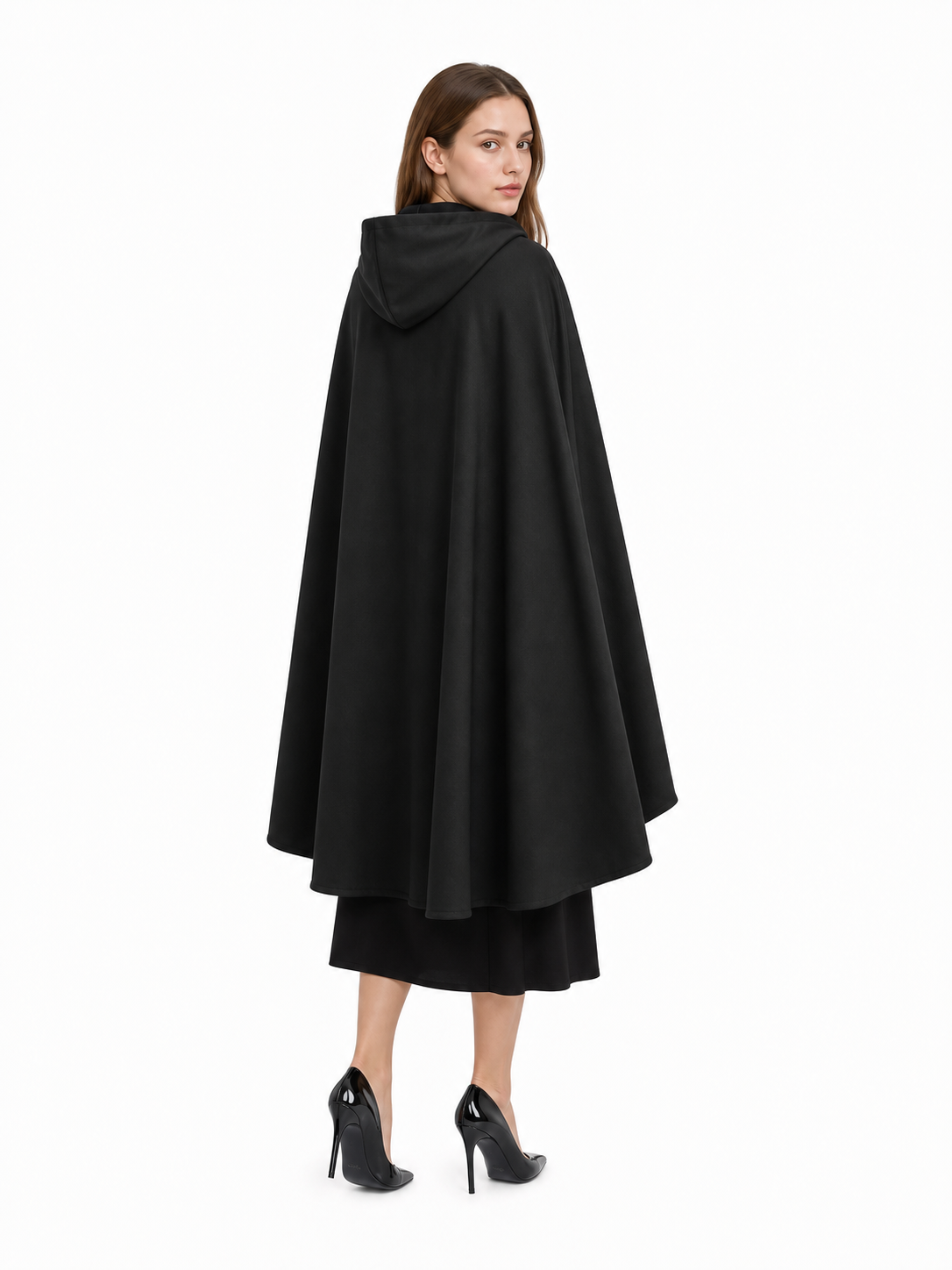 Black Medieval Hooded Carnival Cloak