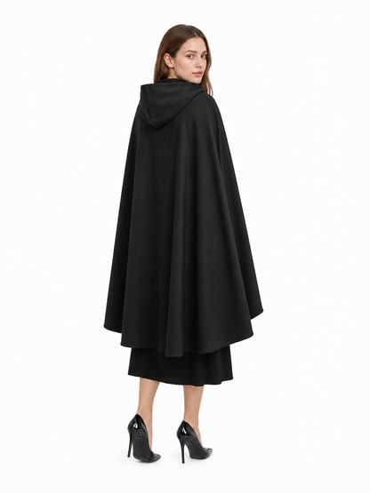 Black Medieval Hooded Carnival Cloak