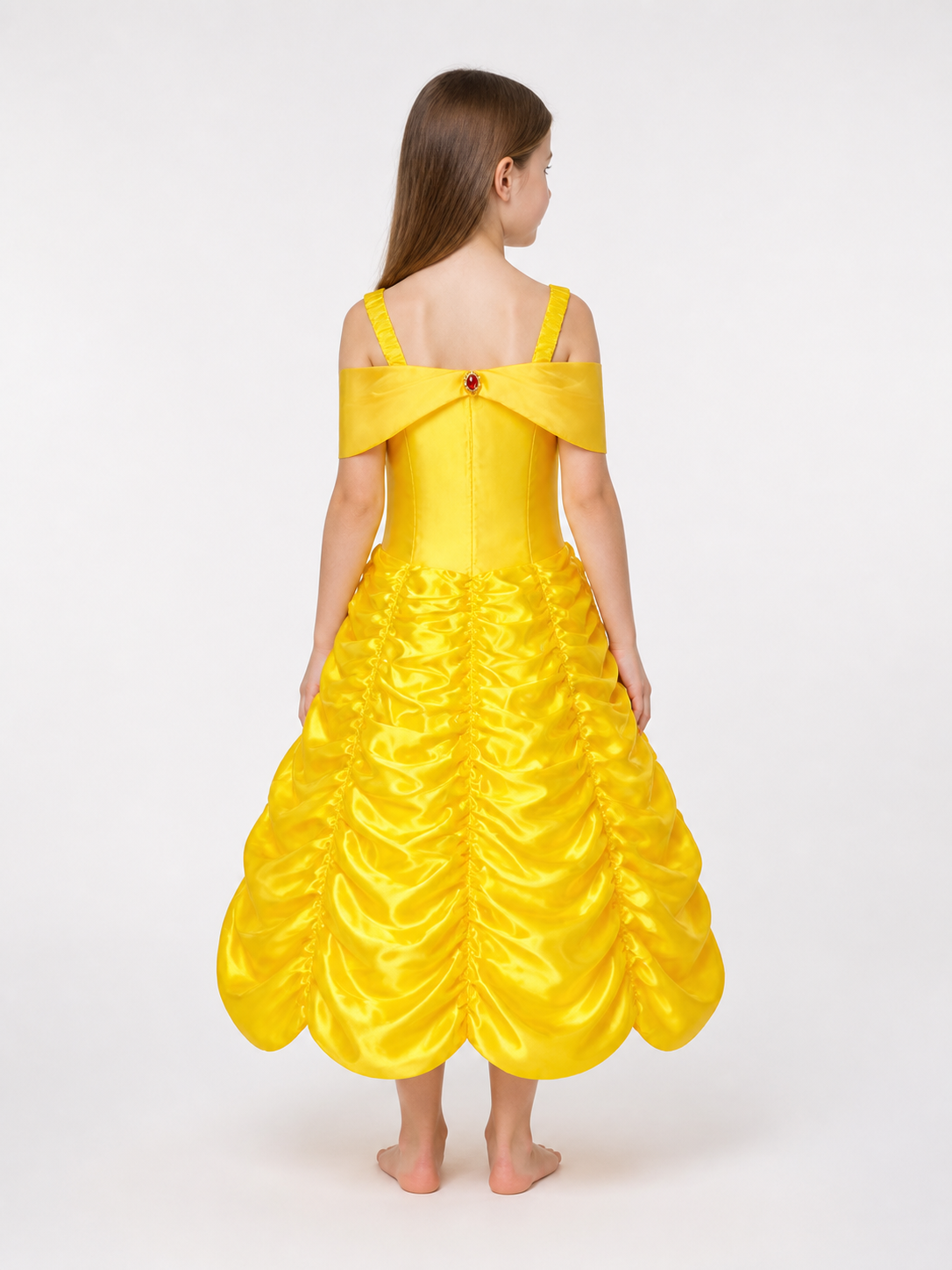 Yellow Princess Costume Dress for Halloween and Cosplay back view