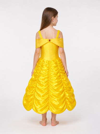 Yellow Princess Costume Dress for Halloween and Cosplay back view