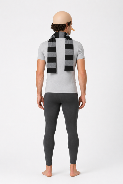 Gru Costume Accessory Set: Bald Cap, Scarf, Nose back view