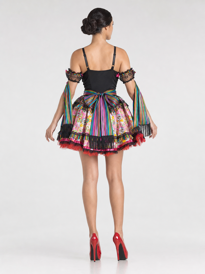 Halloween Costume Set: Dress with Cape, Skeleton Print