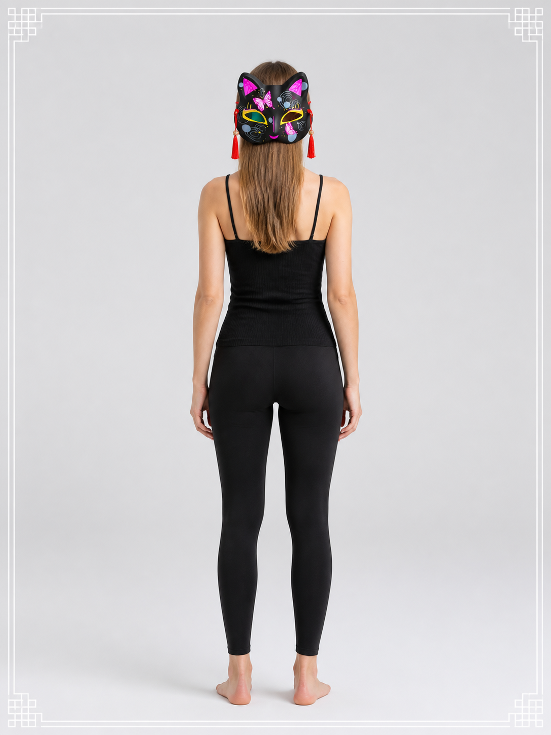 Colorful Cat Carnival Mask for Halloween and Cosplay back view