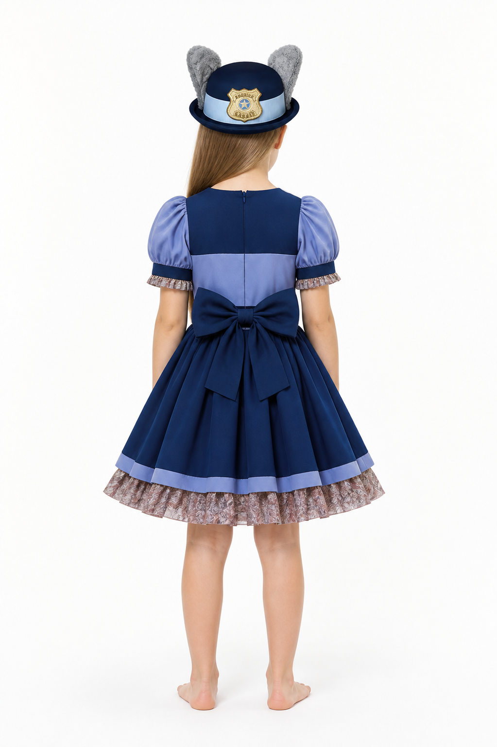 Judy Hopps Costume with Dress and Police Cap back view
