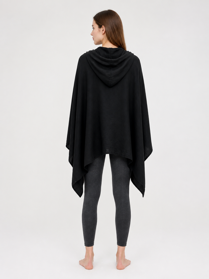 Black Hooded Carnival Cape, Loose Fit back view 2