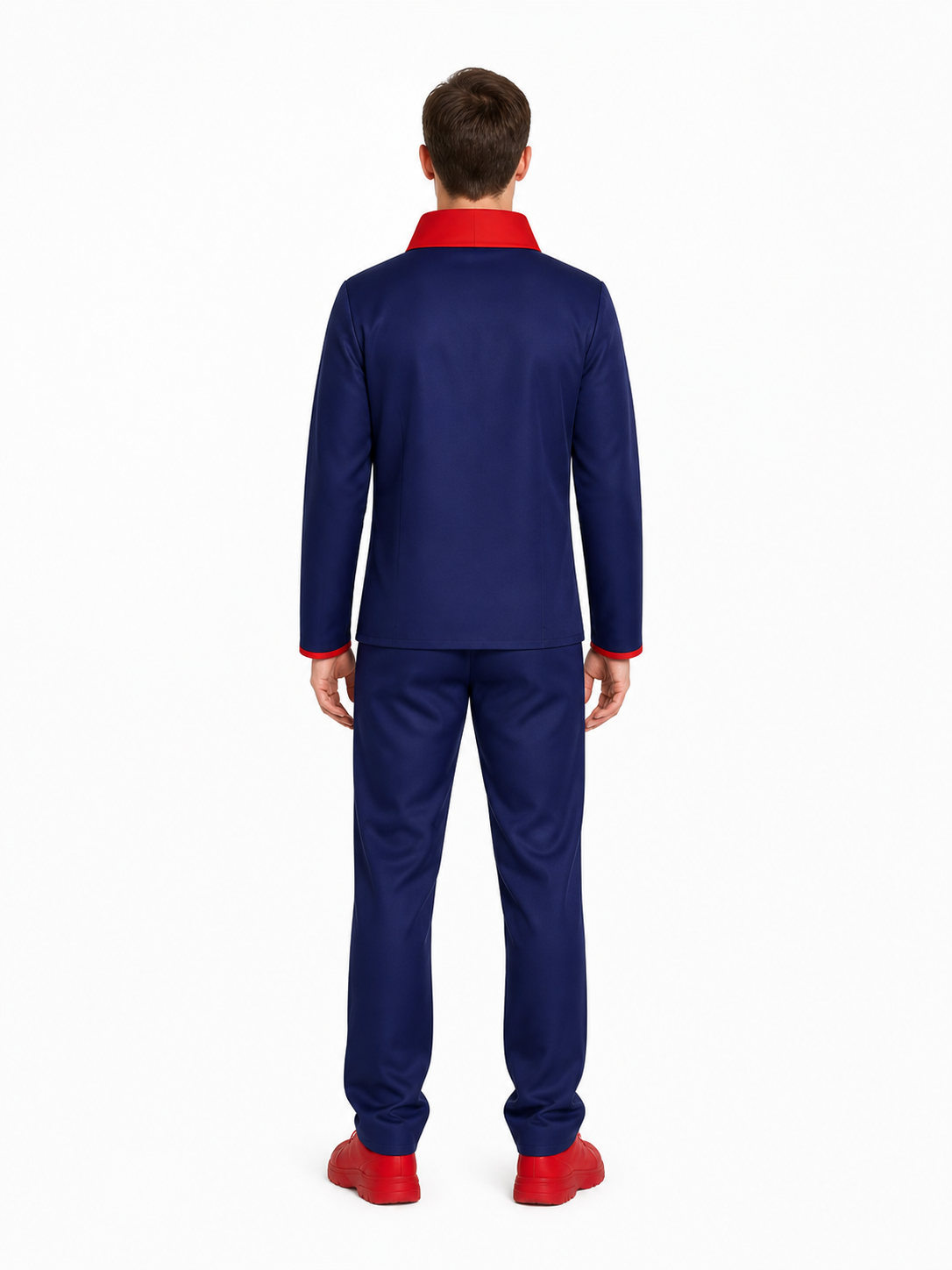 Cosplay: Uniform with a Red Collar and Gold Buttons back view