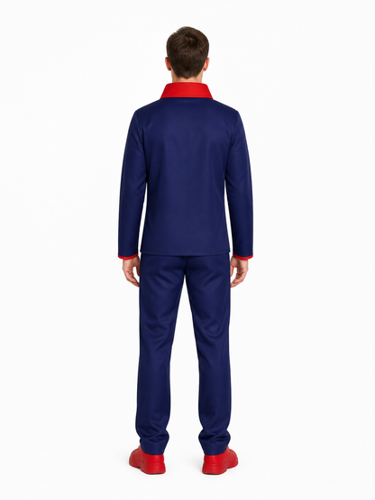 Cosplay: Uniform with a Red Collar and Gold Buttons back view