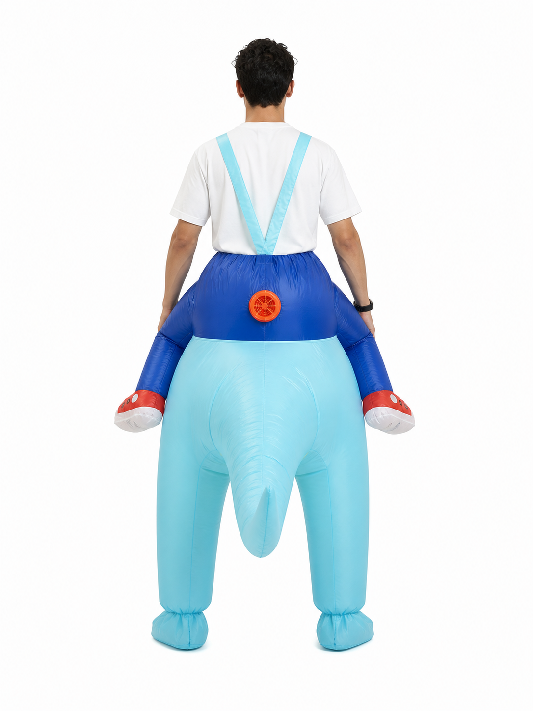 Inflatable Dinosaur Costume with Open Mouth back view