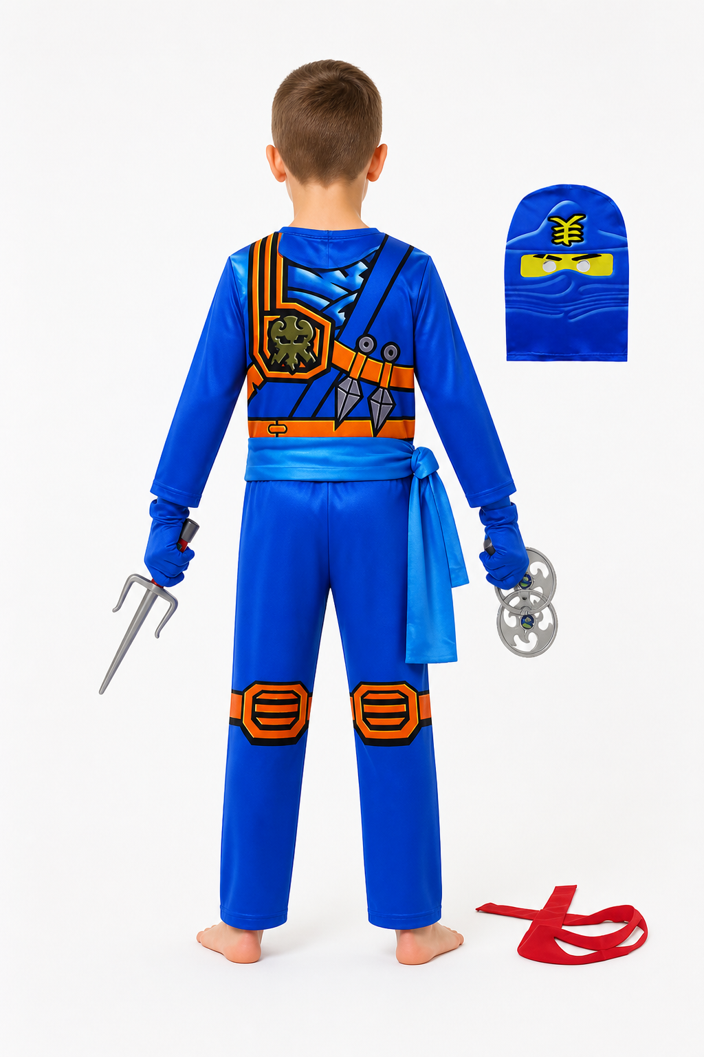 Kids' Ninja Costume with Mask and Gloves back view