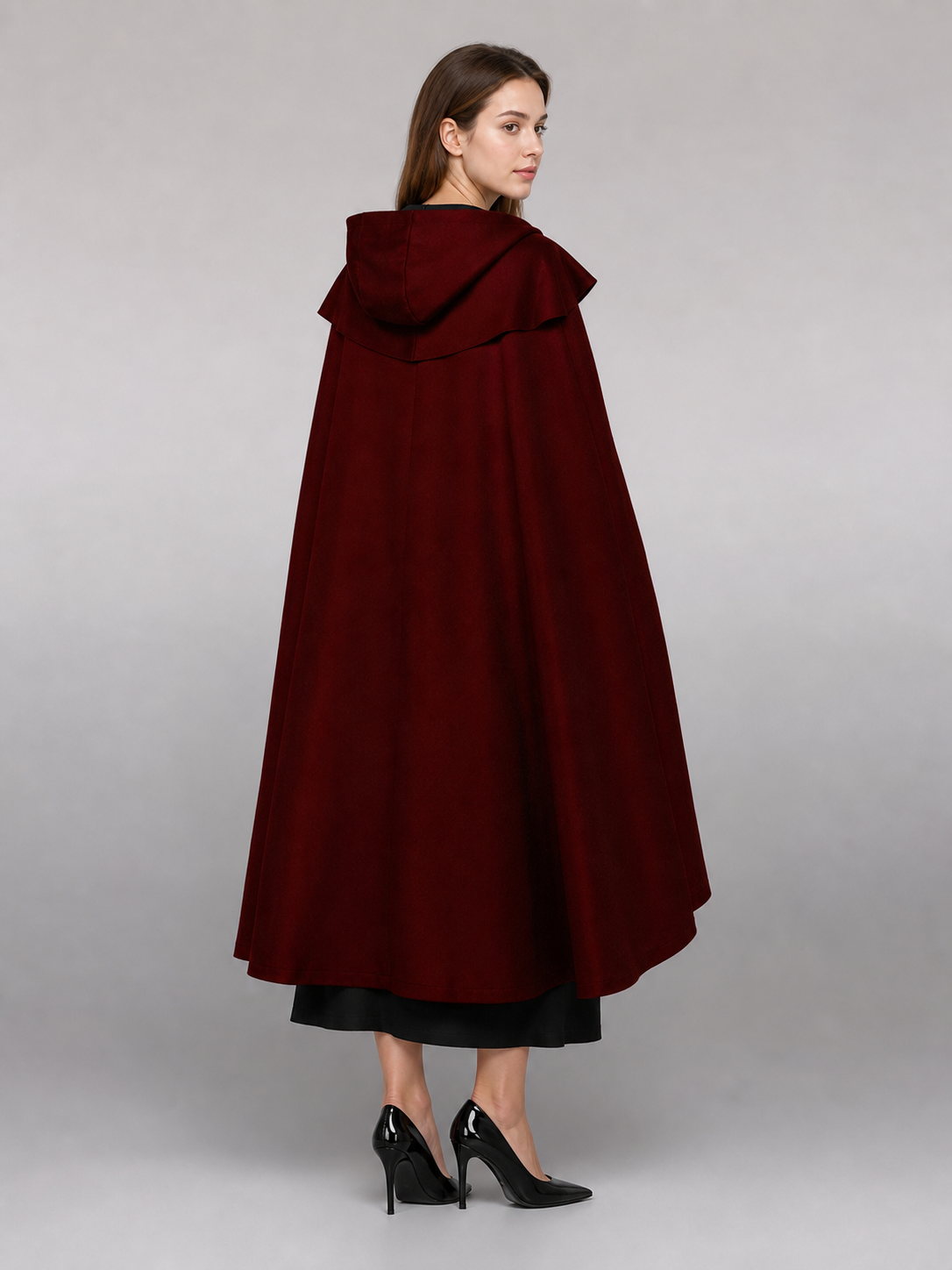 Dark Red Hooded Costume Cloak