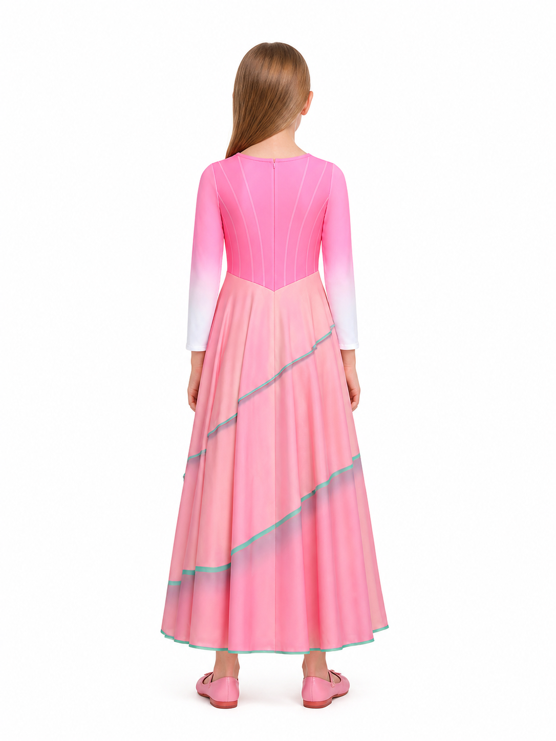 Children's Long Pink Glinda Witch Dress for Halloween back view