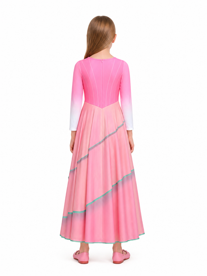 Children's Long Pink Glinda Witch Dress for Halloween back view