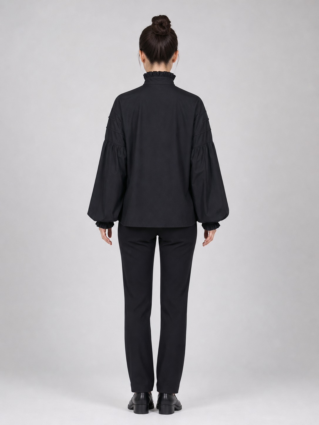 Black cosplay shirt with a high collar