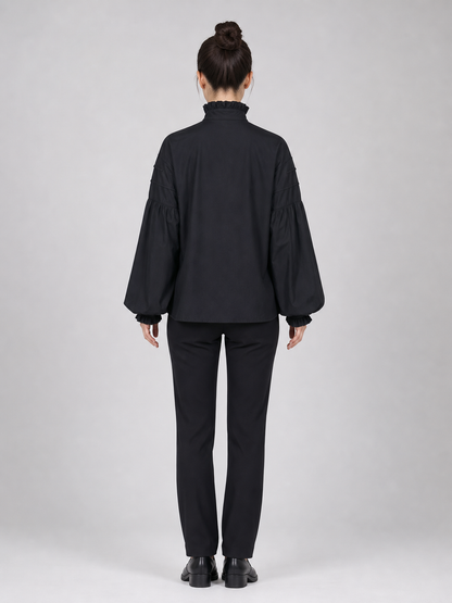 Black cosplay shirt with a high collar