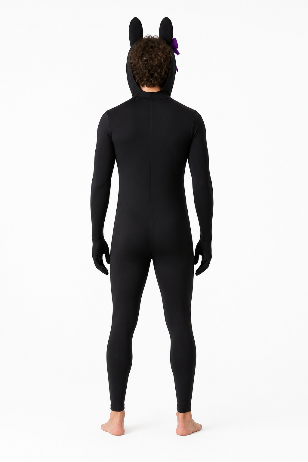 Black Rabbit Bodysuit with Long Ears and Bow back view