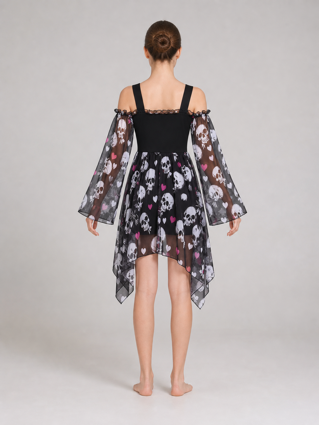 Gothic Dress with Straps and an Uneven Hem