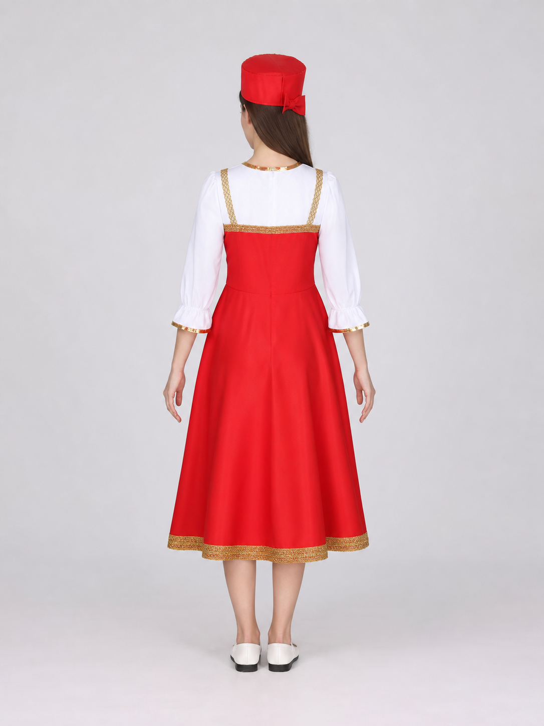 Russian Folk Midi Dress with Hat