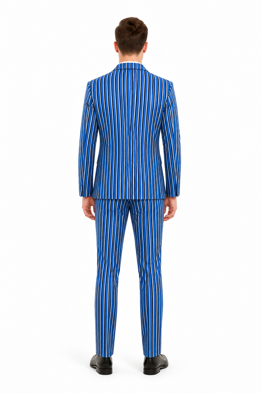 Blue Striped Two-Piece Cosplay Suit back view