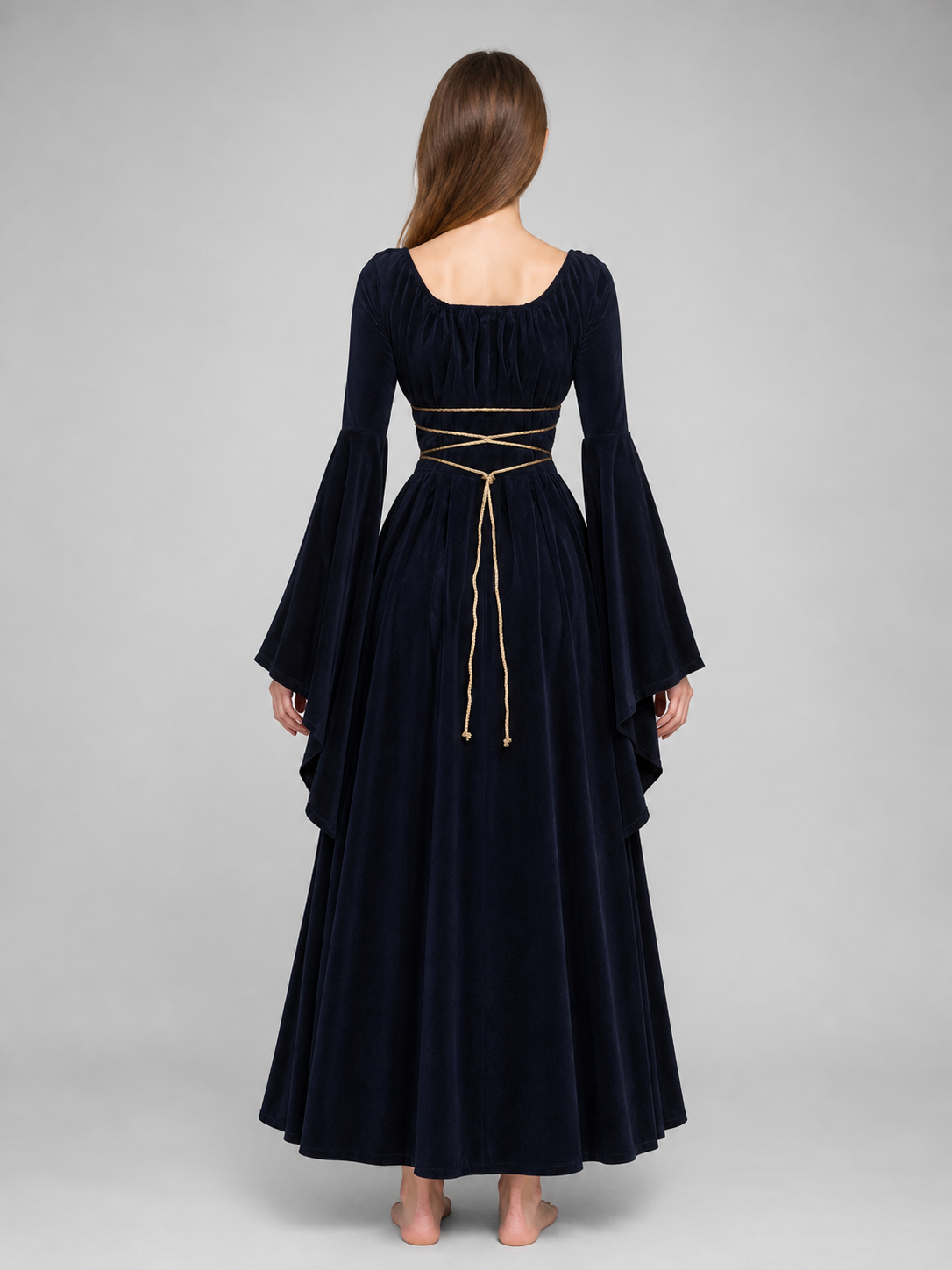 Gothic Maxi Evening Dress with Belt