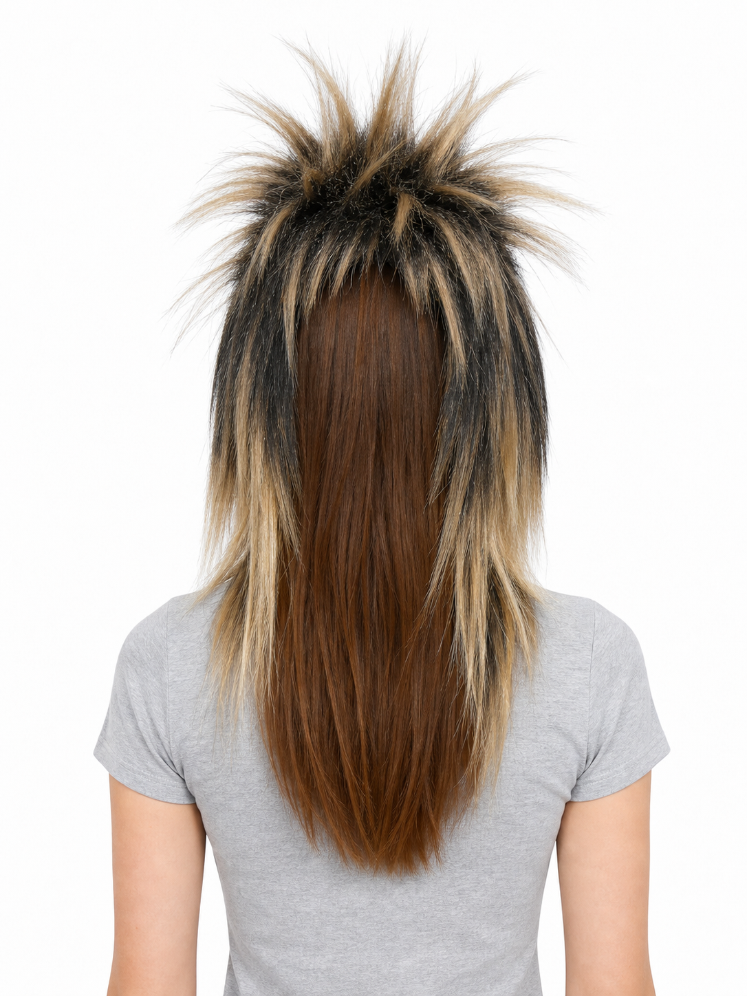 Black and blonde spiked mohawk wig product view 38