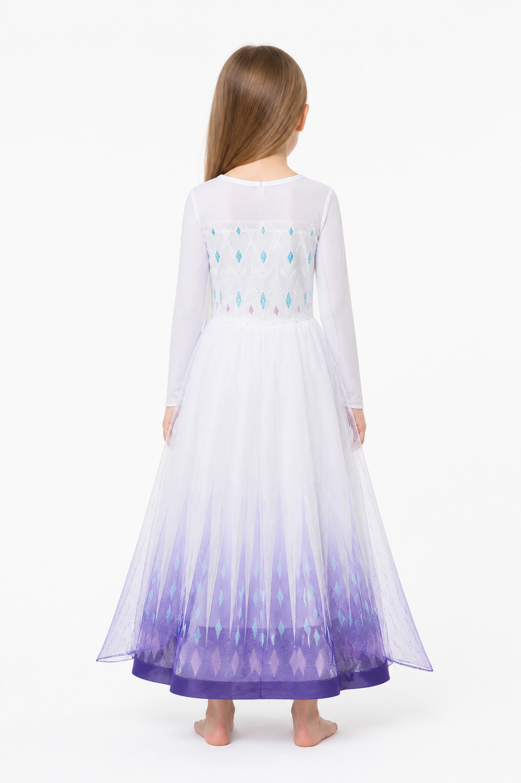 Children's Elsa Costume, Long-Sleeve Dress back view