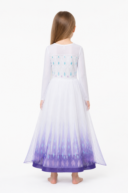 Children's Elsa Costume, Long-Sleeve Dress back view