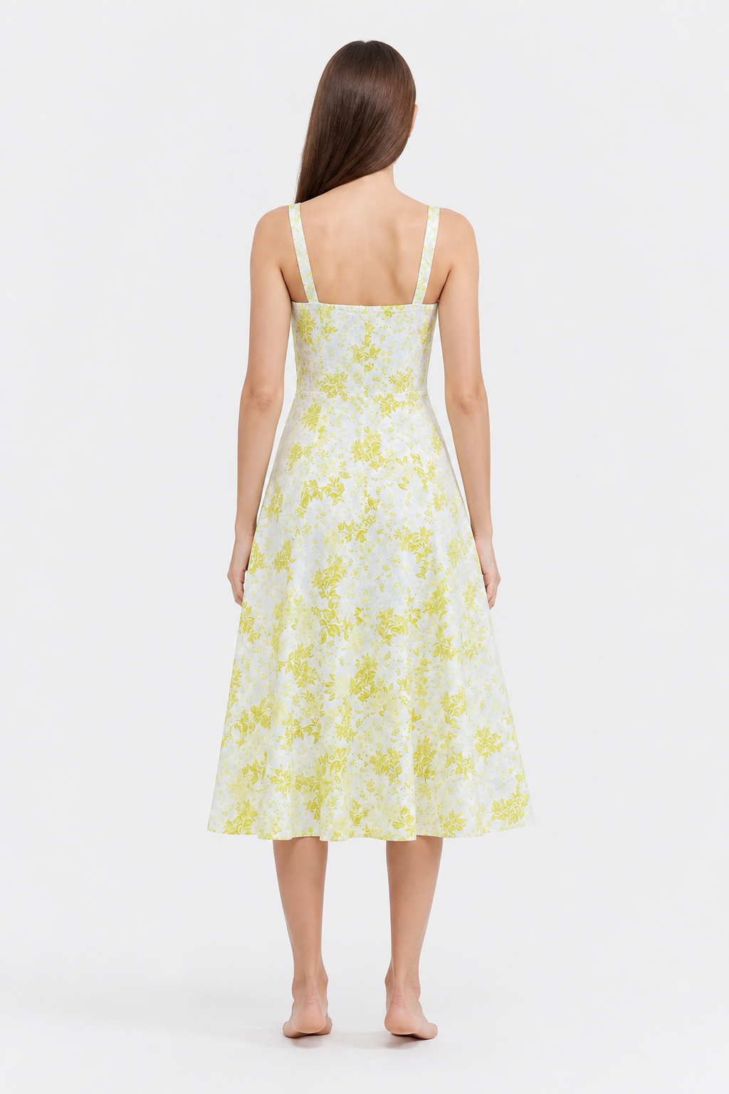 Spaghetti Strap Dress with Slit and Floral Print back view