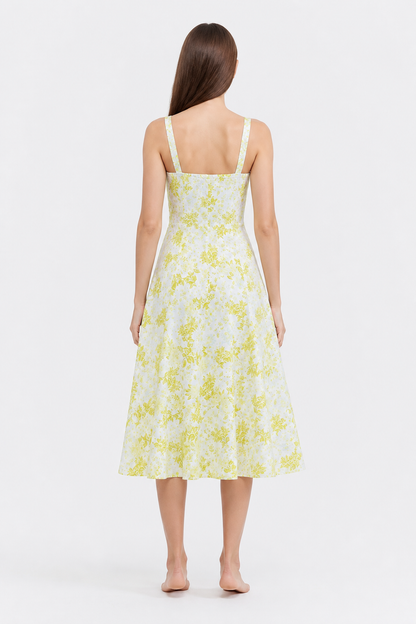 Spaghetti Strap Dress with Slit and Floral Print back view