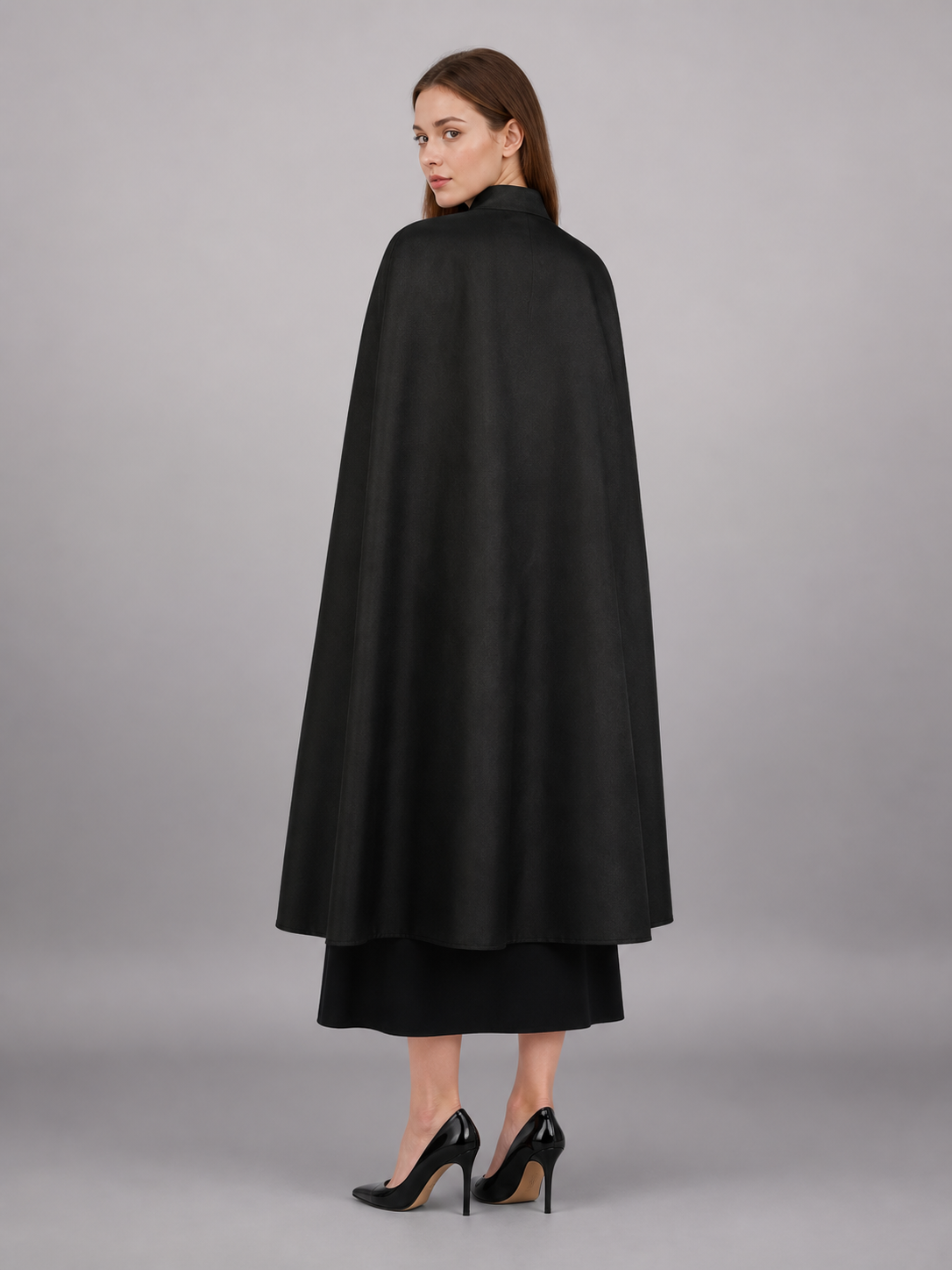 Long Black Robe with Collar and Buttons