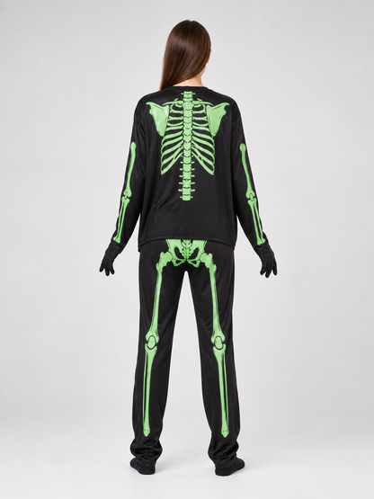 Skeleton Costume: Robe, Pants, and Hat for Halloween
