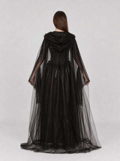 Gothic Hooded Costume with Sheer Cape